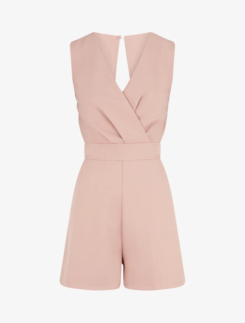 Ärmelloser Jumpsuit mit offenem Rücken - Rose