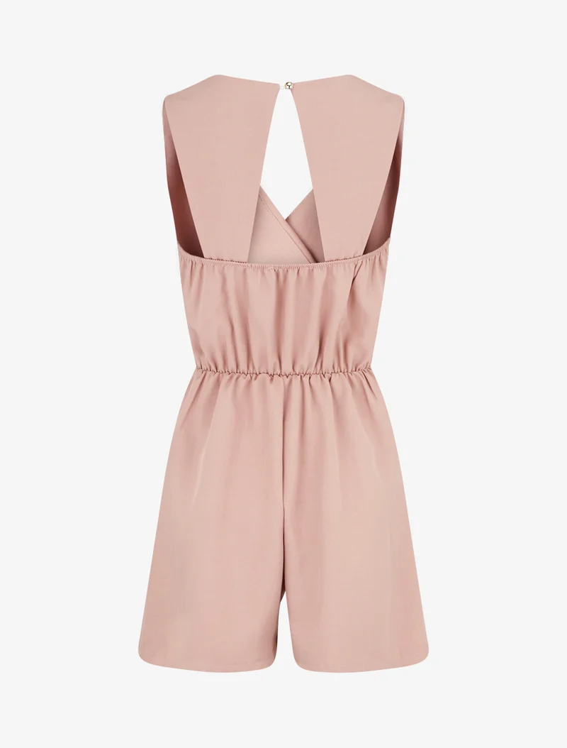 Ärmelloser Jumpsuit mit offenem Rücken - Rose