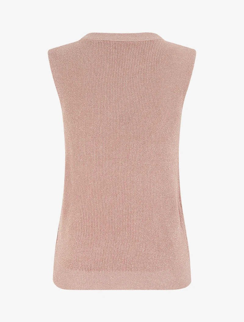 Ärmelloses Top aus fein schimmerndem Strickgewebe. - Rose