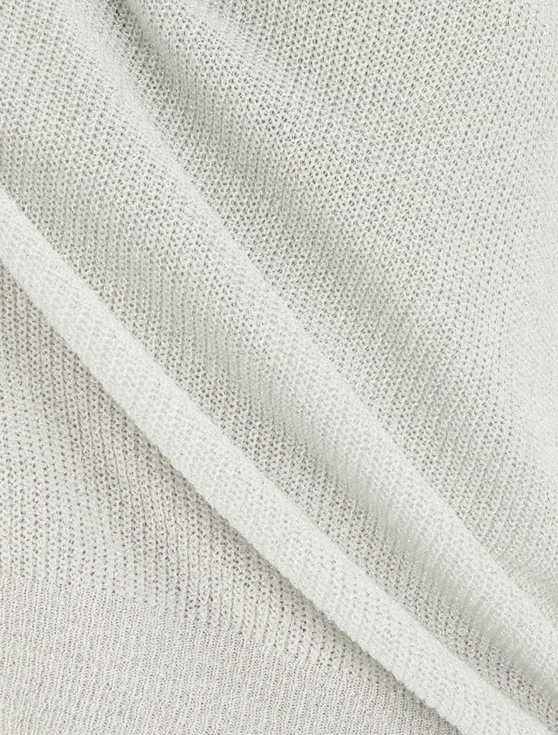 Ärmelloses Top aus fein schimmerndem Strickgewebe. - Weiß
