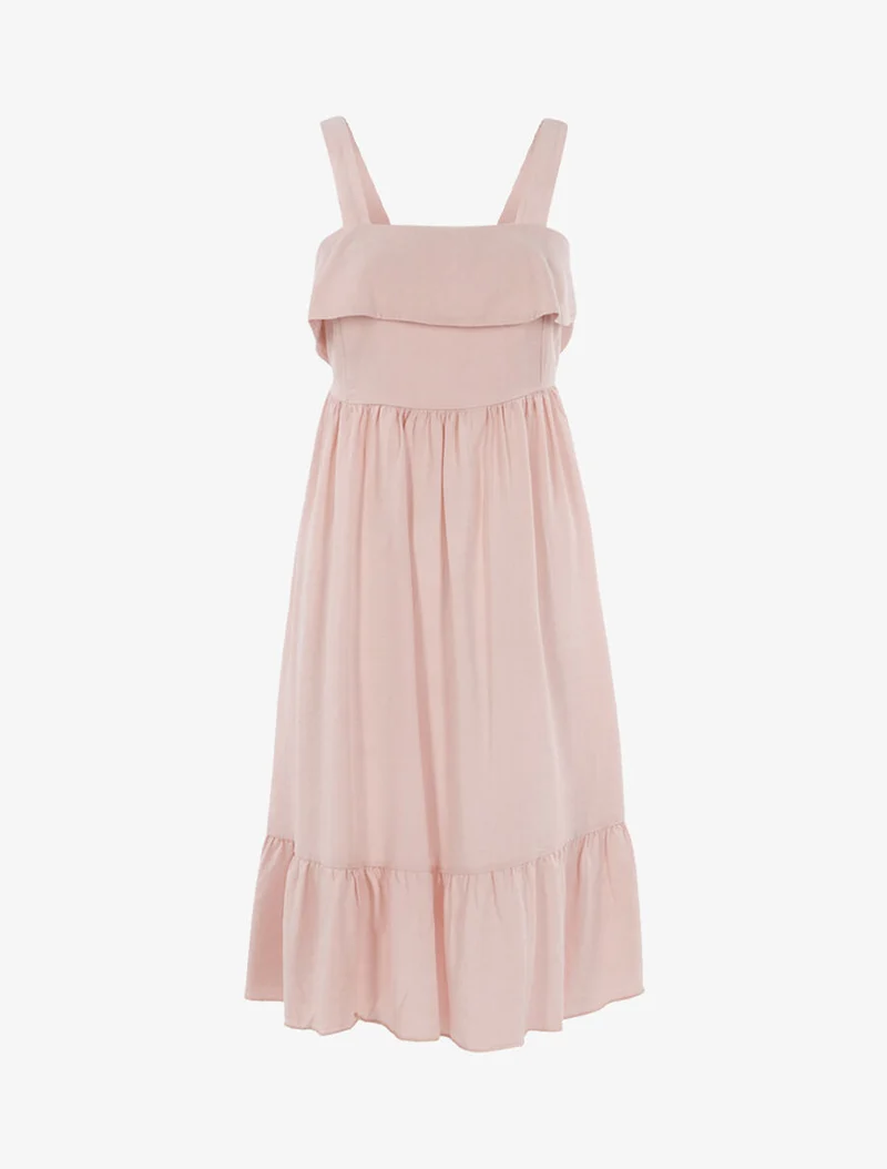 Kleid mit Volantkante - Rose