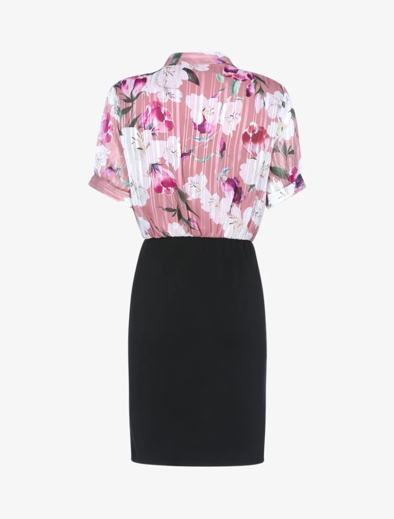Kleid mit floral bedrucktem Oberteil - Rose