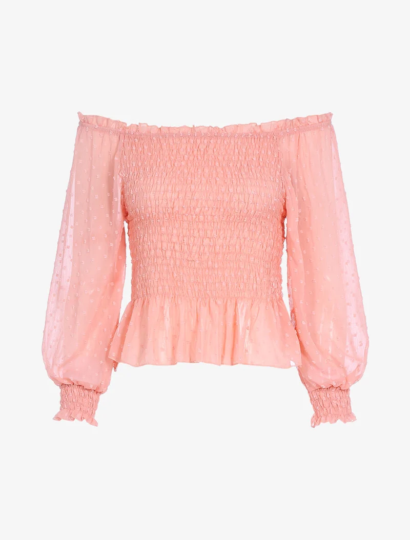Crop-Top mit gesprenkelten Details - Rose
