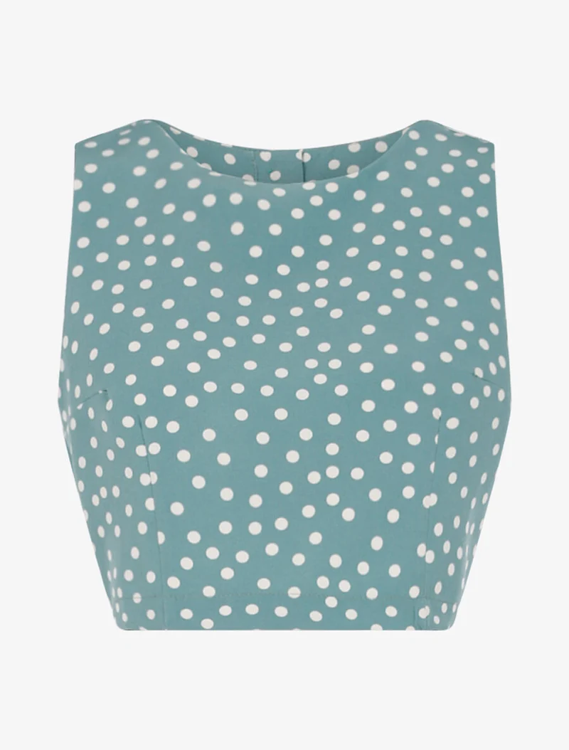 Gepunktetes Crop-Top - Grün
