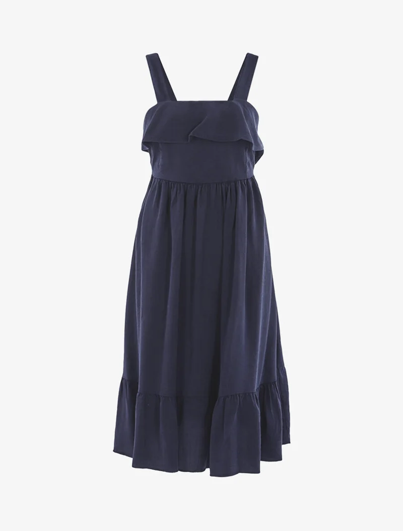 Kleid mit Volantkante - Marine