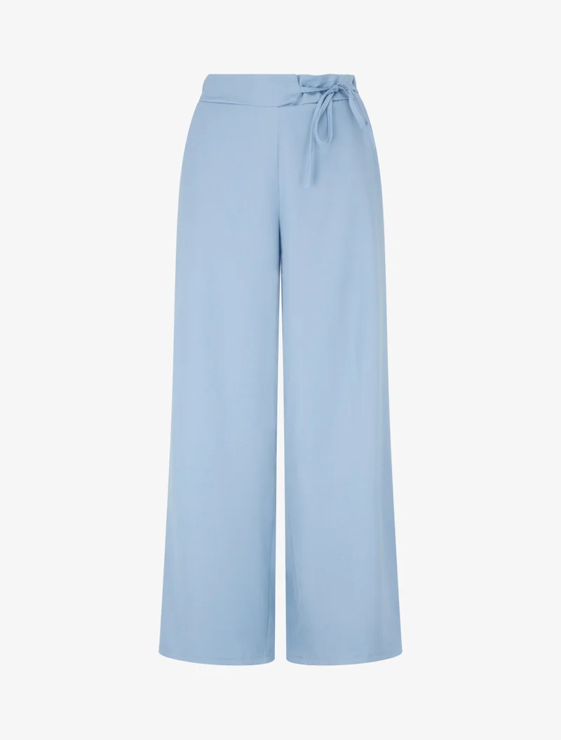Einfarbige fließende Hose mit Bindebändern. - Himmelblau