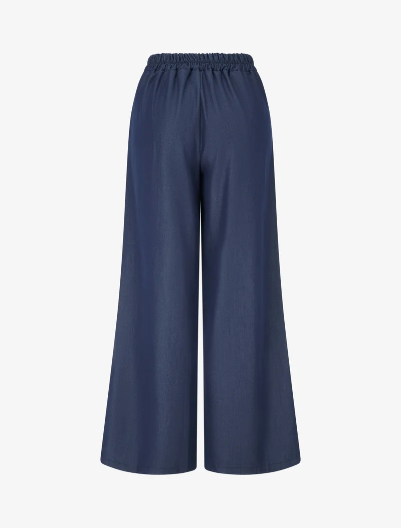 Weite Hose mit Spitze - Rohblau