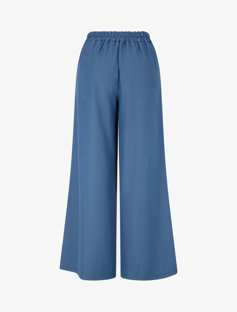 Weite Hose mit Spitze - Denimblau