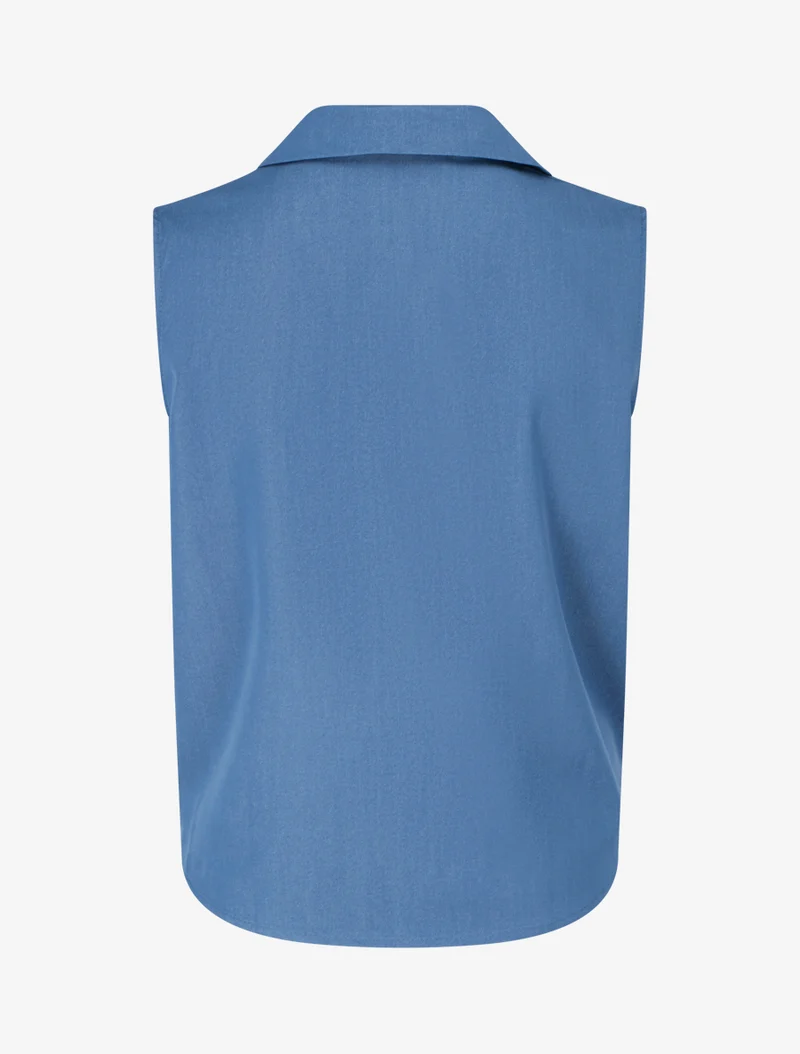 Ärmelloses Hemd mit Zopfmuster-Effekt - Denimblau