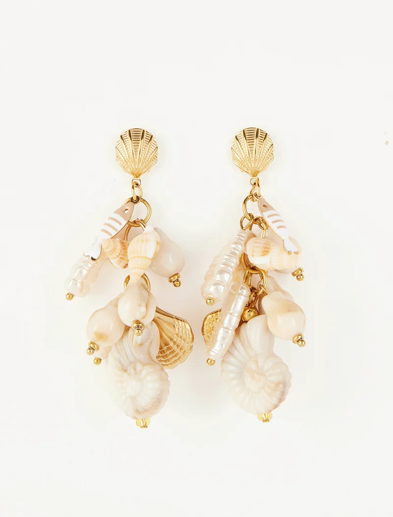 Ohrringe mit maritimem Muster - Beige