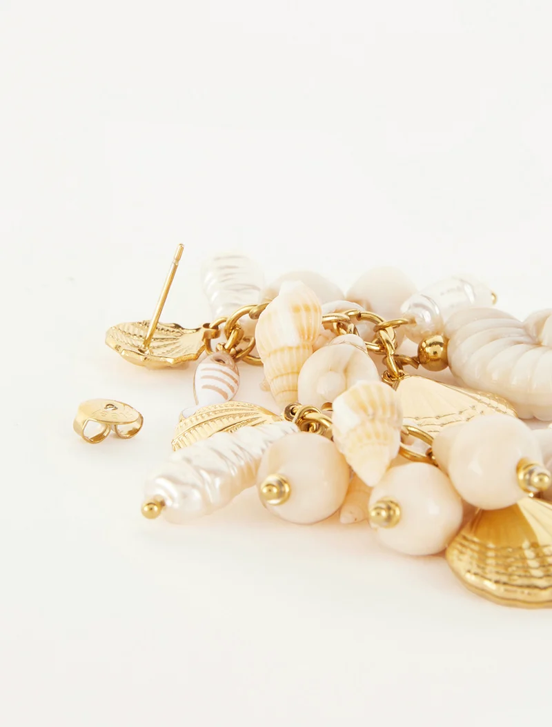 Ohrringe mit maritimem Muster - Beige