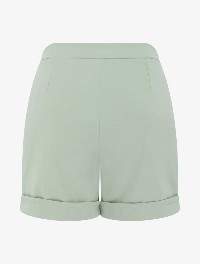 Kurze hoch taillierte Uni-Hose - Wassergrün