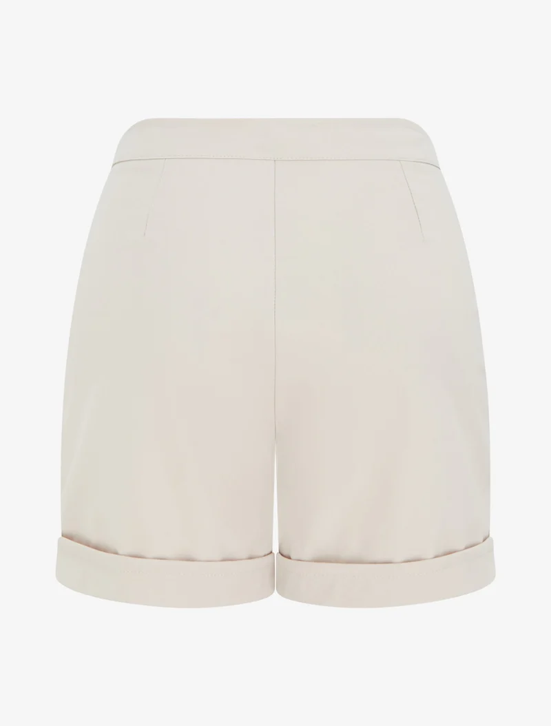 Kurze hoch taillierte Uni-Hose - Beige