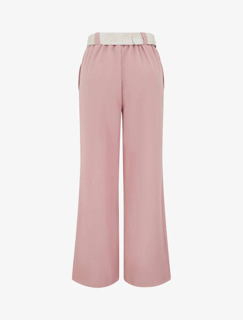 Einfarbige elastische Hose - Rose