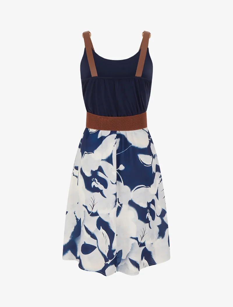 Trägerkleid in Midi-Länge aus Kunstleder - Marine