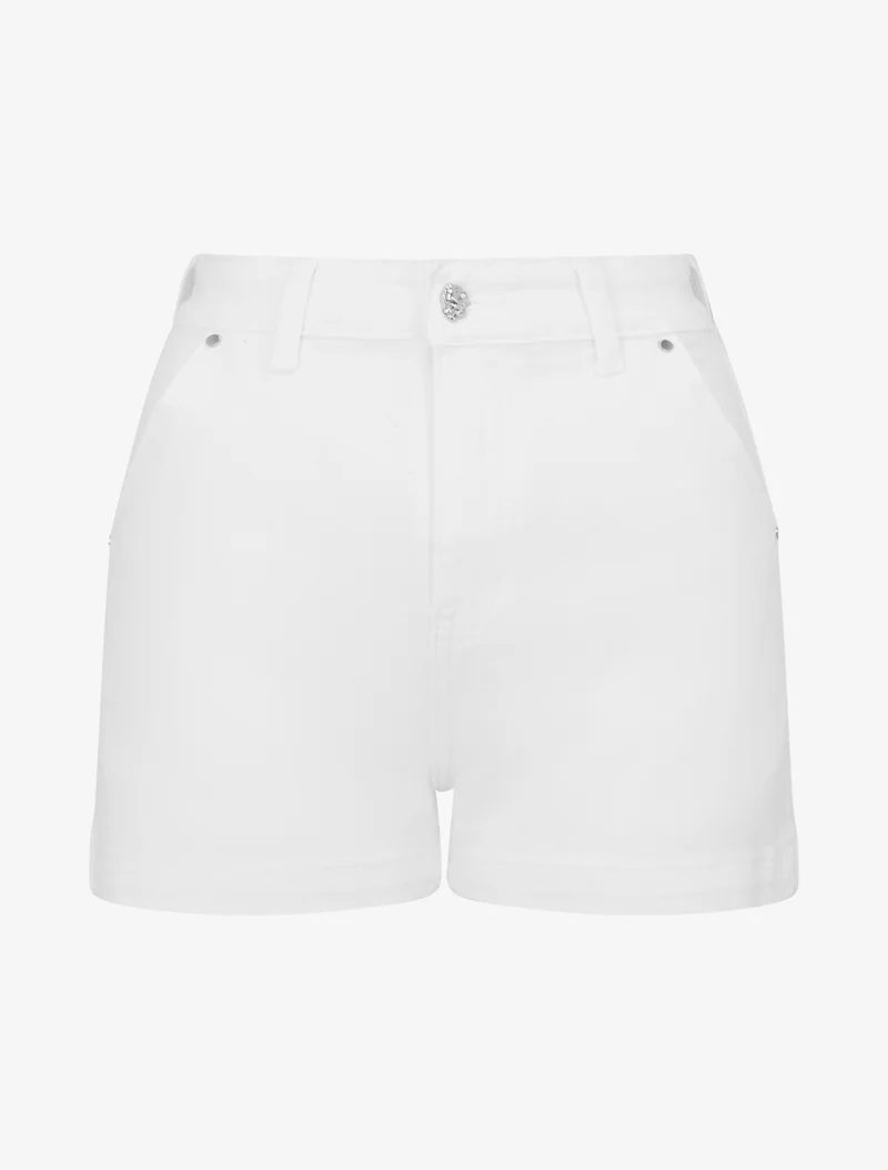 Jeansshort in Standardgröße mit schmaler Passform - Weiß