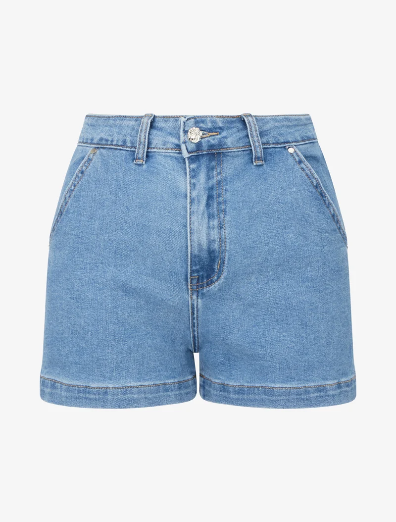 Jeansshort in Standardgröße mit schmaler Passform - Blau