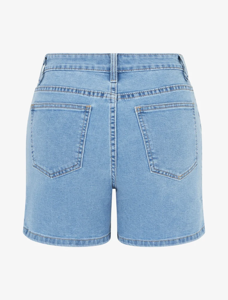 Jeansshort mit geschlitzten Säumen - Blau