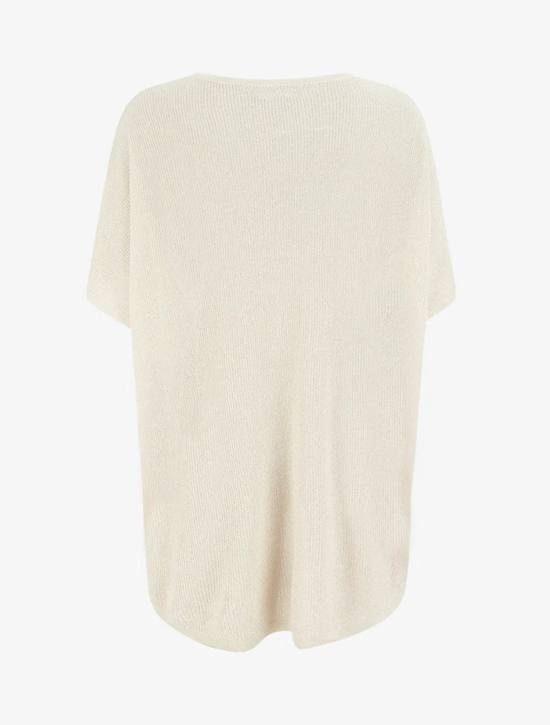 Weites Top mit kurzen Fledermausärmeln - Beige