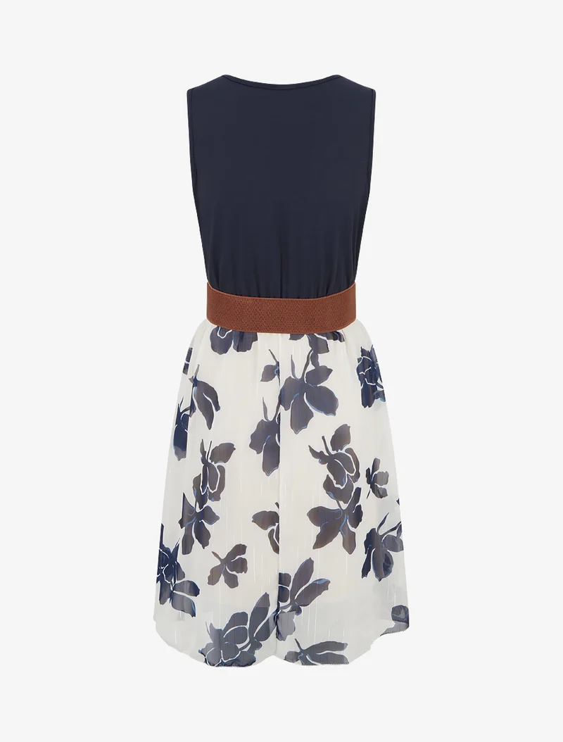 Ausgestelltes Kleid mit Blumenmuster - Marine
