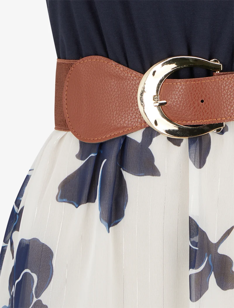 Ausgestelltes Kleid mit Blumenmuster - Marine