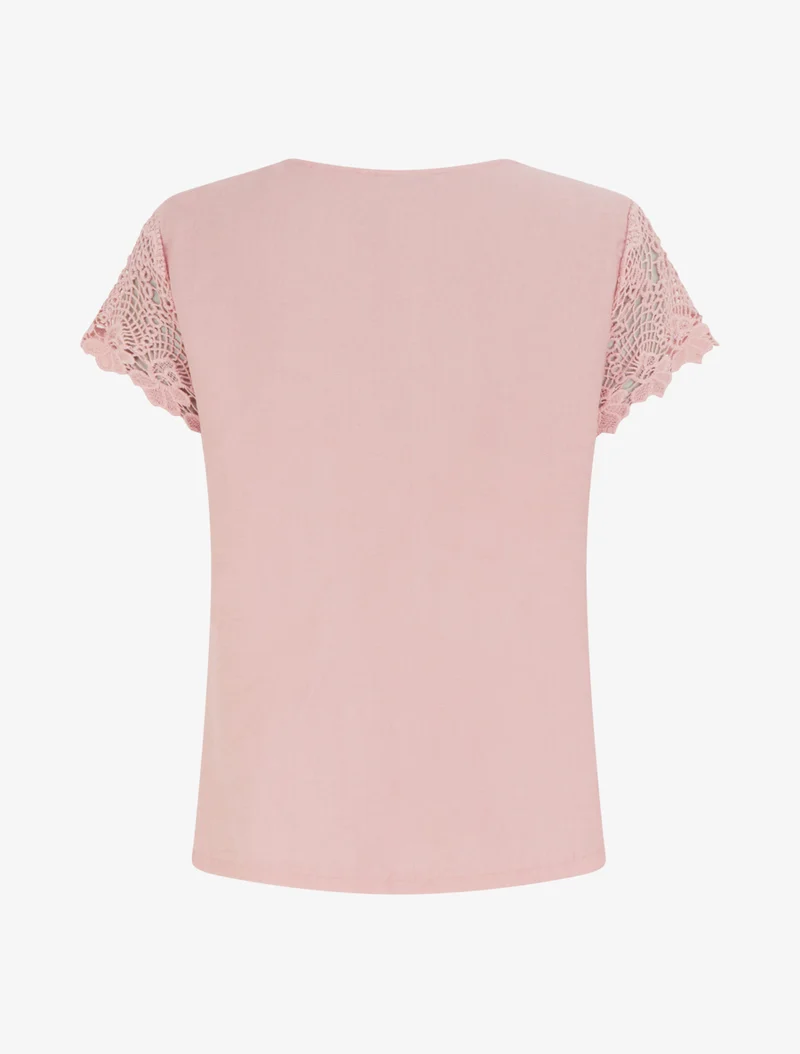 Spitzenoberteil mit kurzen Ärmeln - Rose
