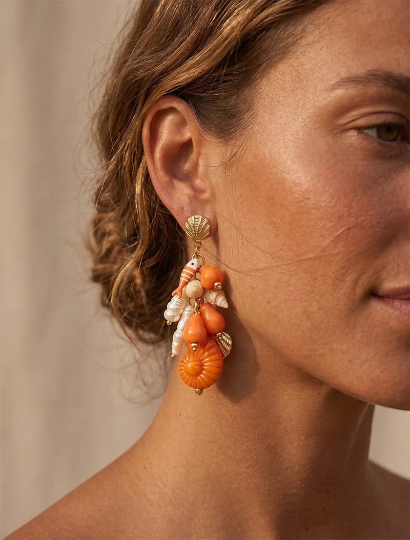 Ohrringe mit maritimem Muster - Orange