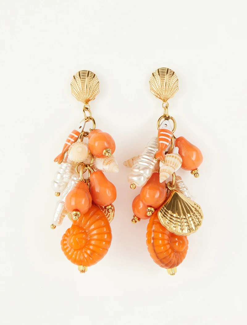 Ohrringe mit maritimem Muster - Orange