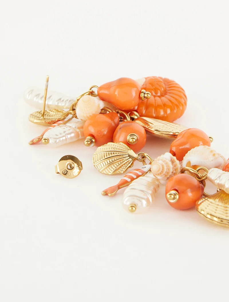 Ohrringe mit maritimem Muster - Orange