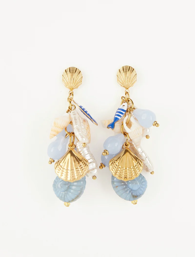 Ohrringe mit maritimem Muster - Blau