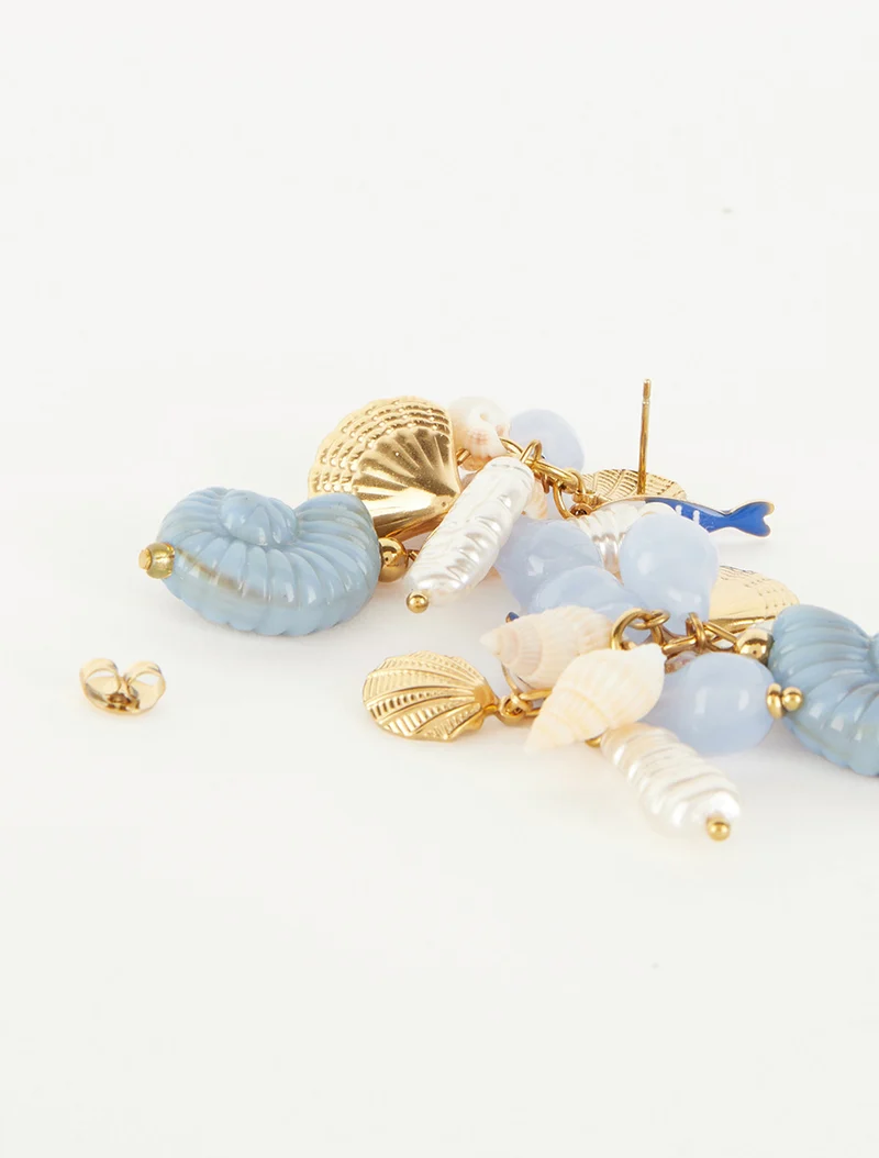 Ohrringe mit maritimem Muster - Blau