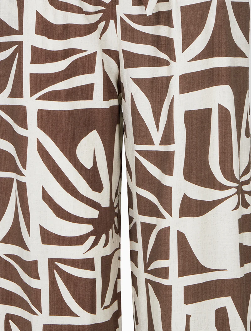 Gerade geschnittene Hose mit elastischem Bund und grafischem Print - Braun