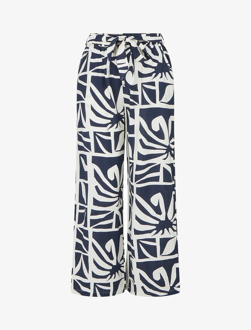 Gerade geschnittene Hose mit elastischem Bund und grafischem Print - Marine