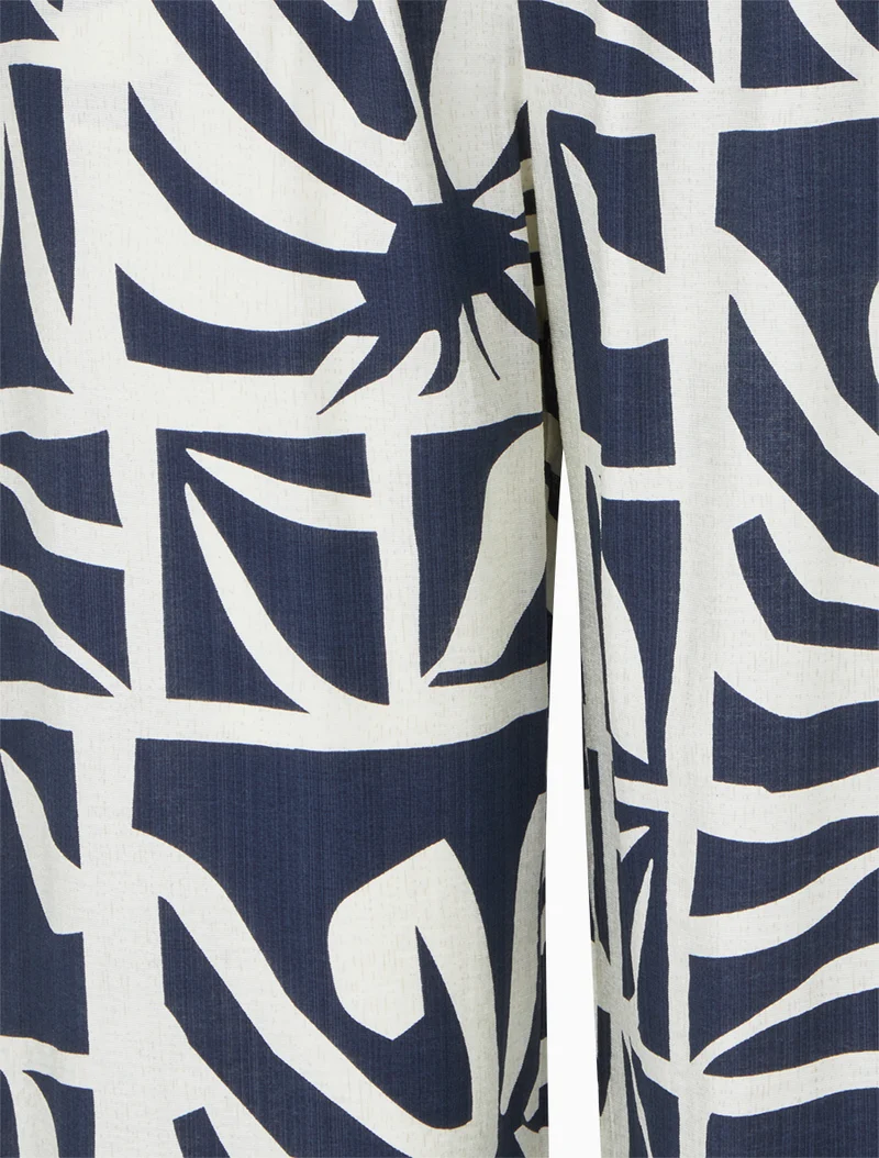 Gerade geschnittene Hose mit elastischem Bund und grafischem Print - Marine