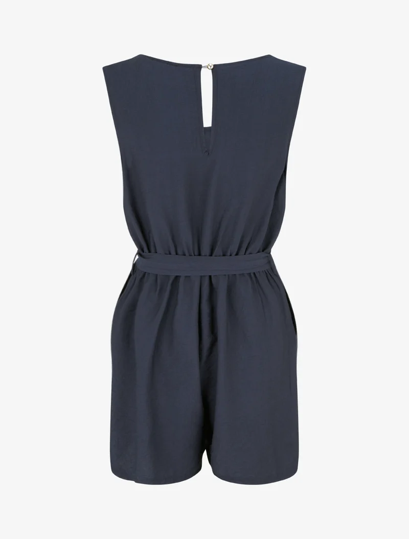 Ärmelloser, geknöpfter Jumpsuit - Marine