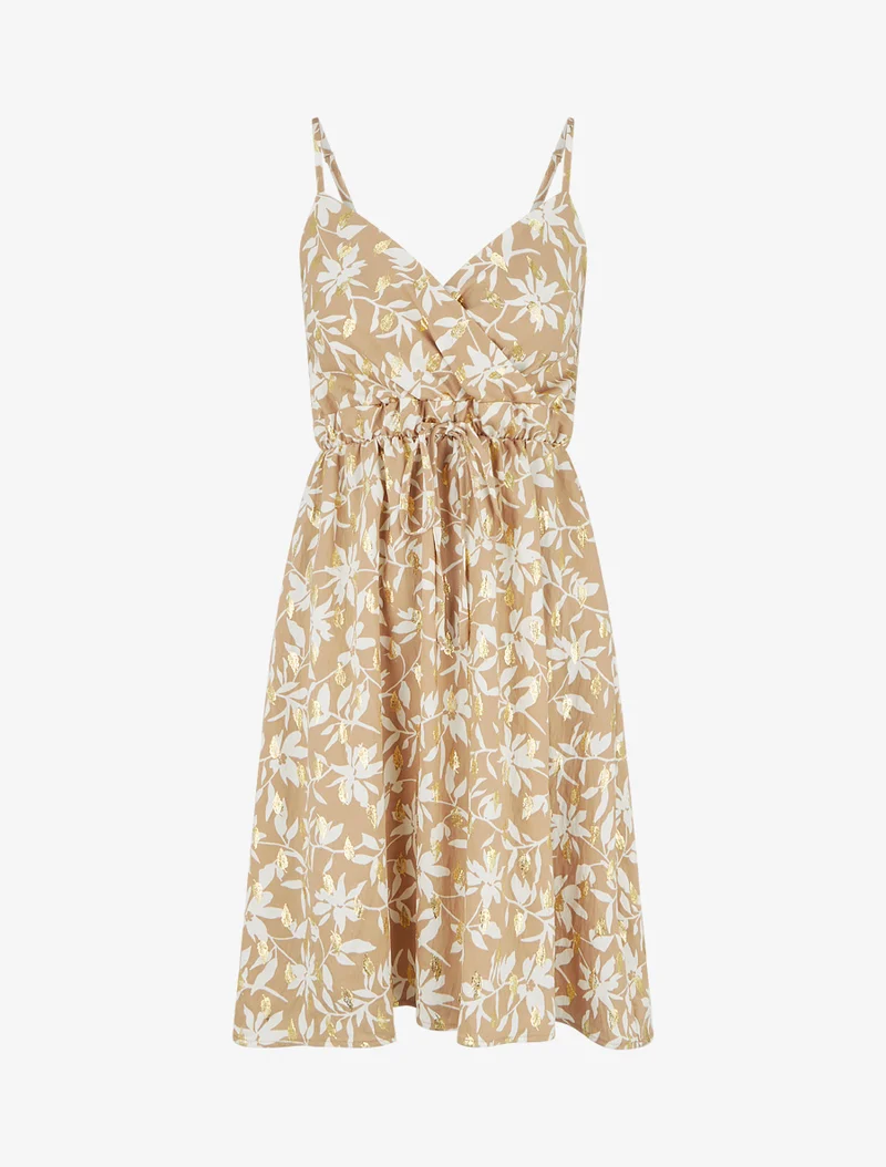 Kleid mit Blattmuster und schimmerndem Detail - Maulwurf