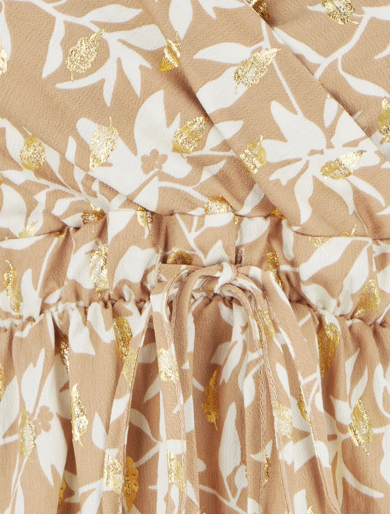Kleid mit Blattmuster und schimmerndem Detail - Maulwurf
