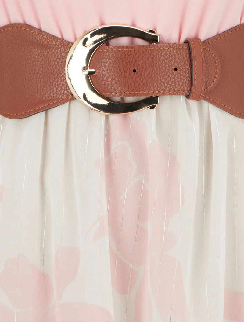 Ausgestelltes Kleid mit Blumenmuster - Rose