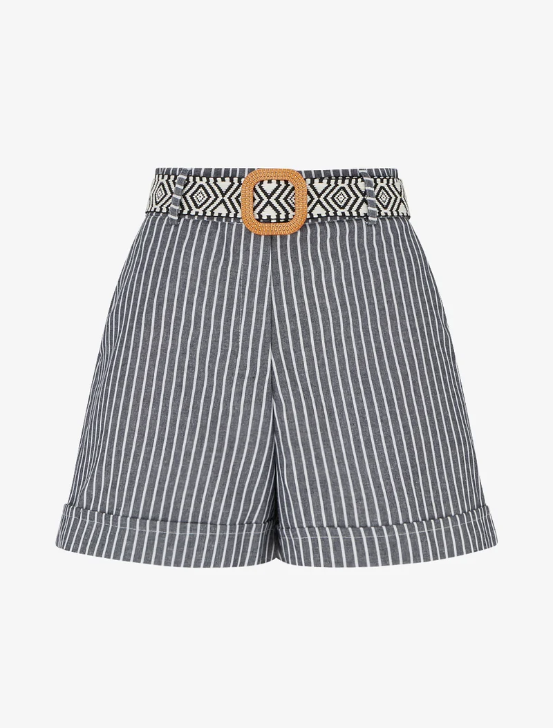 Gestreifte Shorts - Grau