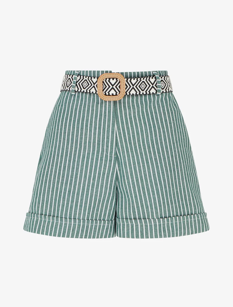 Gestreifte Shorts - Kaki