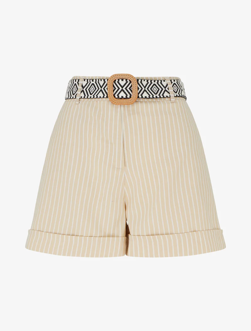 Gestreifte Shorts - Beige