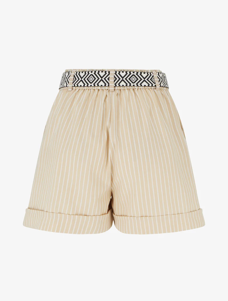 Gestreifte Shorts - Beige
