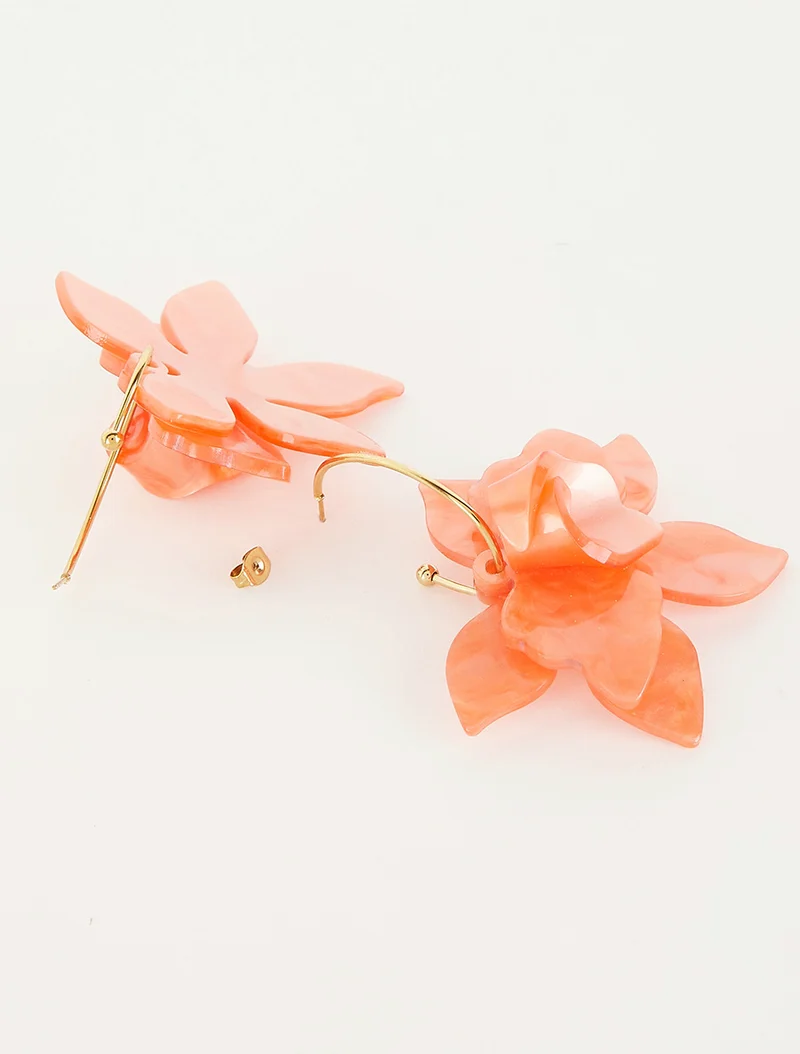 Ohrringe mit Blumenmuster - Koralle