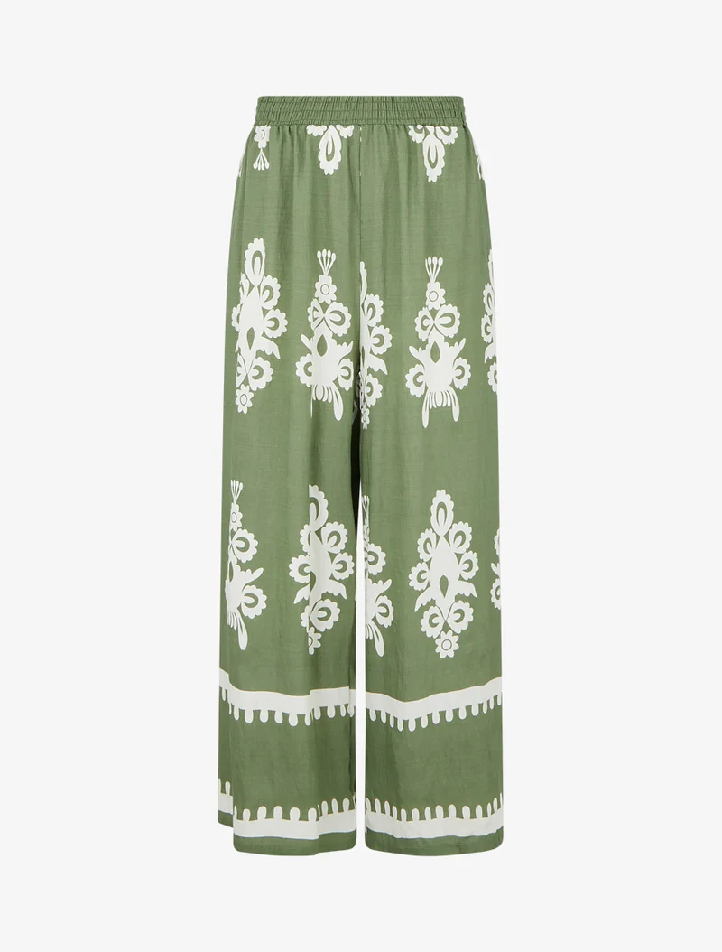 Weite Hose mit Arabeskenmuster - Kaki