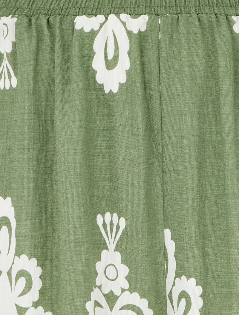 Weite Hose mit Arabeskenmuster - Kaki