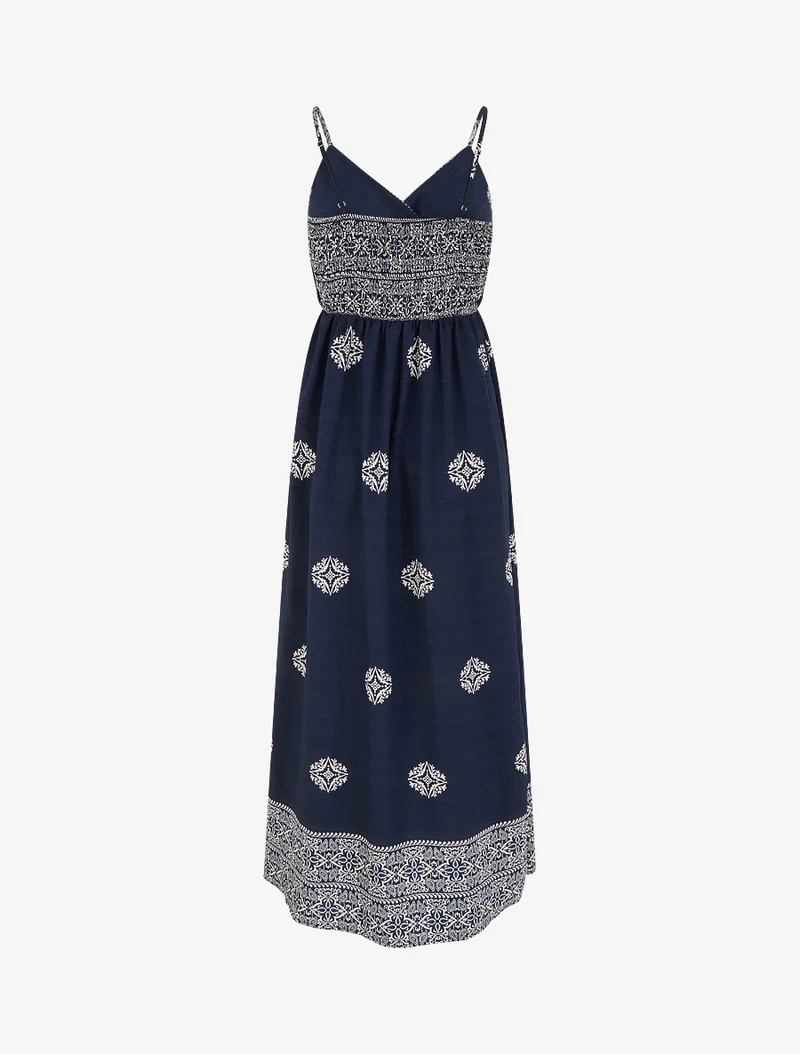 Langes Bohème-Kleid mit Arabeskenmuster - Marine
