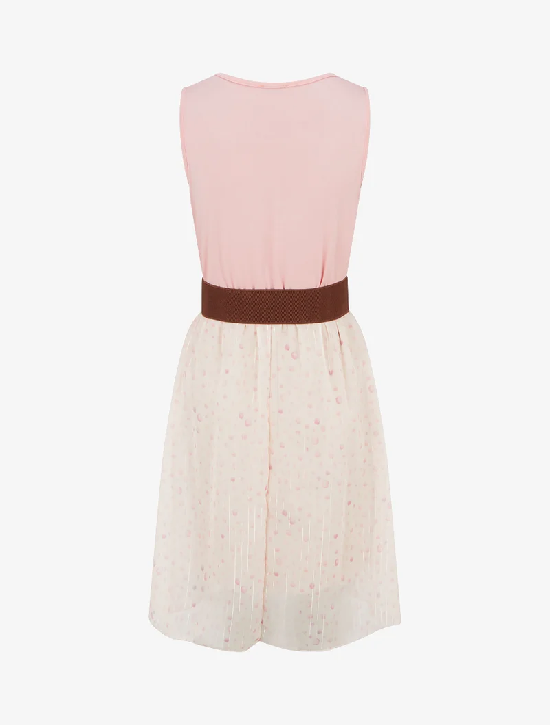 Kleid mit ausgestelltem Schnitt und fantasievollem Punktmuster - Rose
