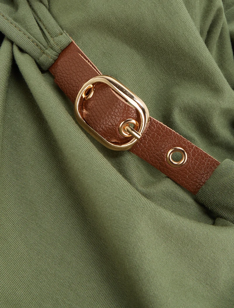 Trägertop aus Kunstleder - Kaki