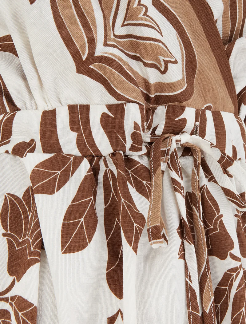 Langes Kleid mit Ikat-Muster - Braun