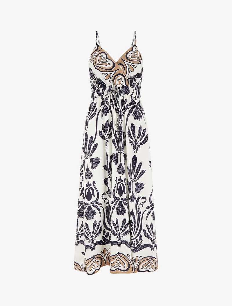 Langes Kleid mit Ikat-Muster - Marine